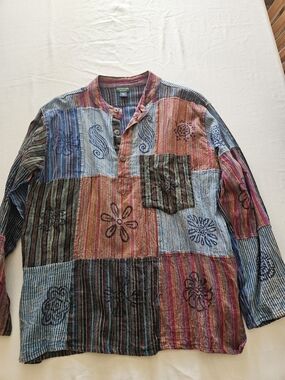 🎆Bohemian Hippie Nepal Kathmandu Imports Unisex Shirt - Multicolor- Size Medium